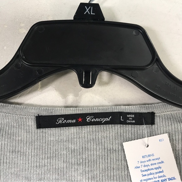 Roma Concepts Collection Long Sleeve Crop Zip Up Top, Women's Size L - H Grey - Picture 5 of 11